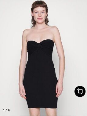 Abercrombie & Fitch Strapless Black Twisted Sweetheart Neck Knit Mini Dress